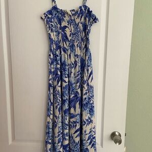 NWT H&M Blue and White Smoked Strap Sundress